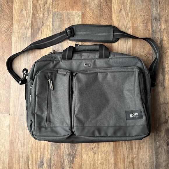 SOLO New York Duane Hybrid Briefcase Backpack Black Removable Shoulder Strap